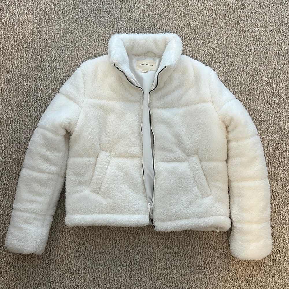 White fuzzy jacket